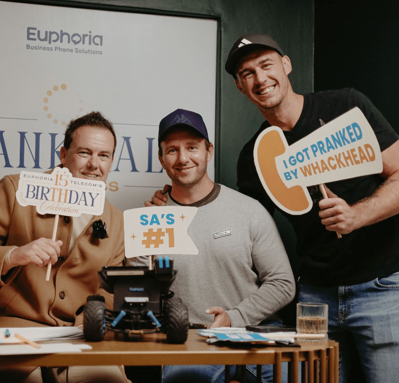 Guests enjoying the prank calls