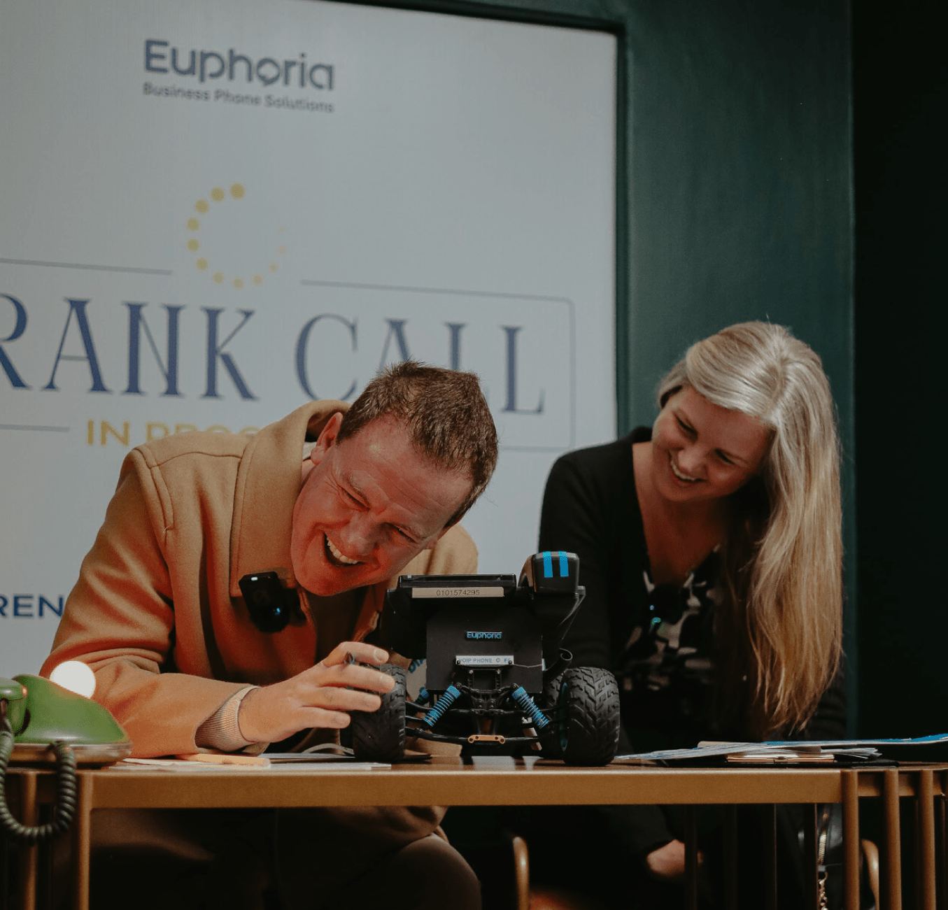 Prank call booth at the birthday party