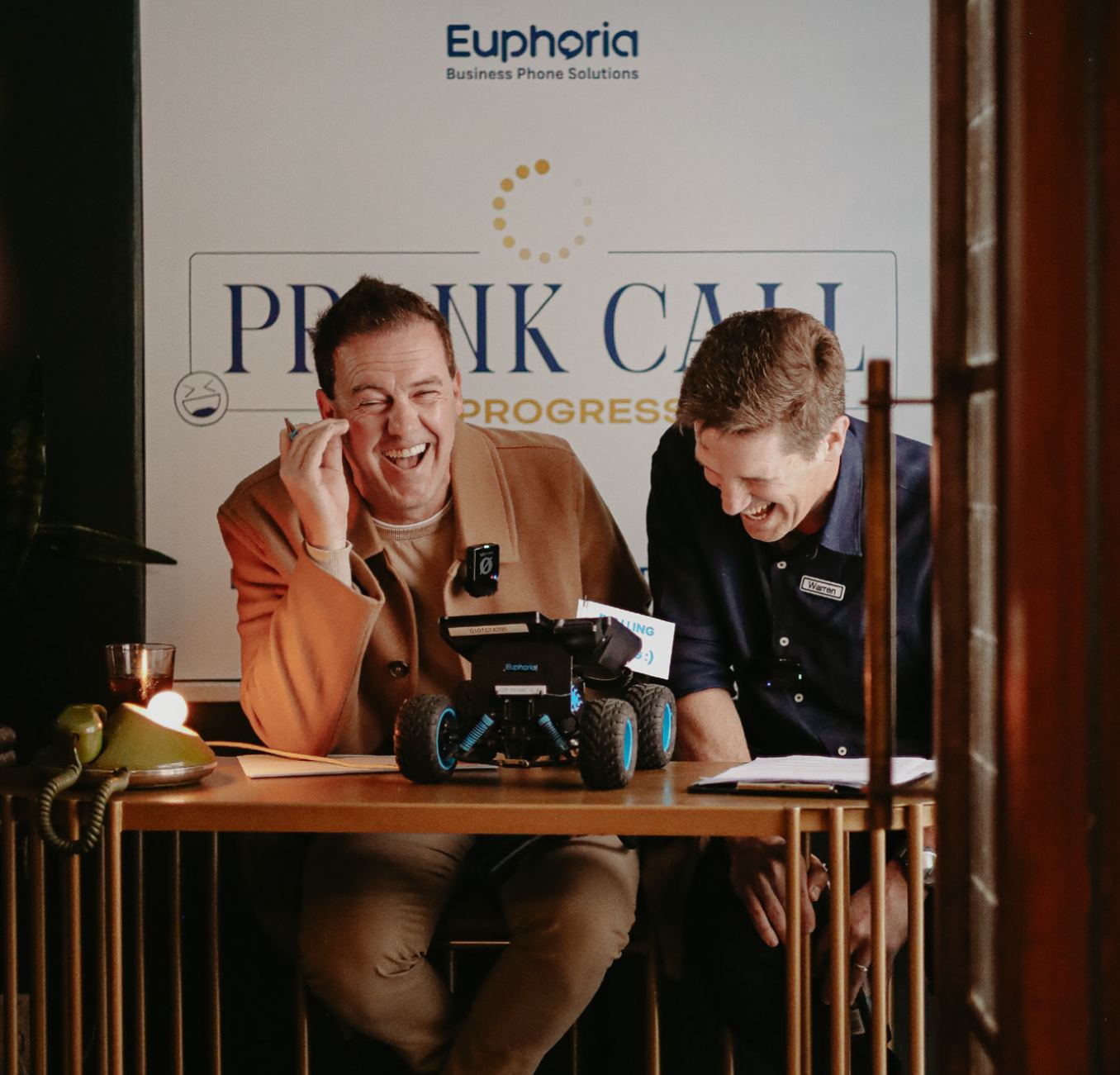 Sharing a laugh with Darren "Whackhead" Simpson at Euphoria's 15th birthday party.